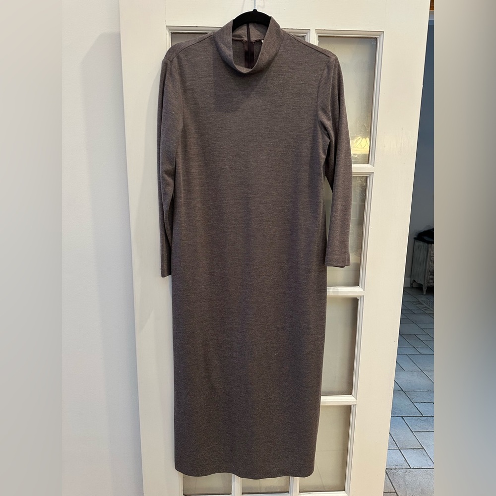 Vintage Coldwater Creek Taupe Gray Mock Turtleneck Dress Classic Size Petite S